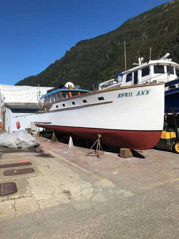 Fishing vessel April Ann hauled out for below-waterline survey
