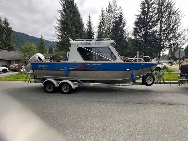 Boat on trailer prepped for pre-purchase survey